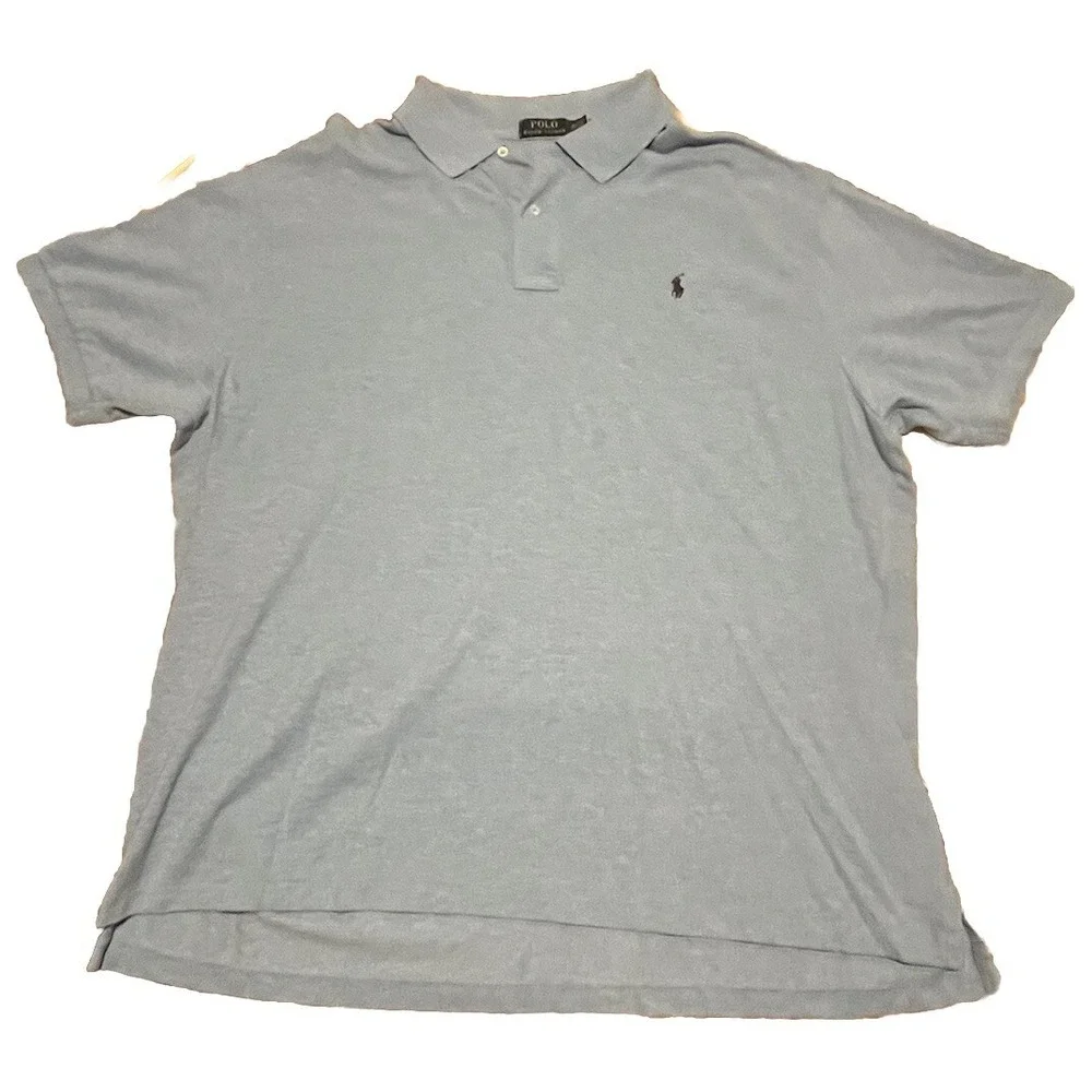Ralph Lauren Polo Shirt Mens 3XLT 3XB Tall Heather Blue Logo‎ Pony